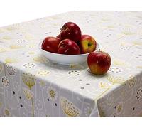 Jolee Fabrics Grey Wipe Clean PVC Vinyl and Oilcloth Table Cloth - (Bergen Grey Floral Scandinavian Oilcloth, 130cm (51") Diameter Round)