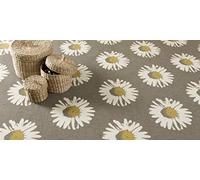 Jolee Fabrics Grey Wipe Clean PVC Vinyl and Oilcloth Table Cloth - (Grey and White Daisy Capri Chartreuse Oilcloth, 130cm x 130cm (51" x 51") Square)