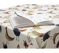 Jolee Fabrics Harriet Hens Wipe Clean Oilcloth Tablecloth - Table Protector For Any Table Size Or Shape - Hygienic, Waterproof, Durable (132cm x 190cm)