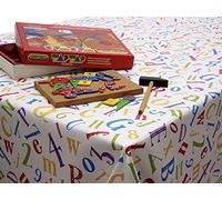 Jolee Fabrics Hygienic Kids Tablecloth - Wipe Clean PVC Vinyl Plastic Table Cover - Round, Square And Rectangle - Small To Large (ABC Kids Alphabet and Numbers PVC Vinyl, 140cm x 210cm Rectangle)
