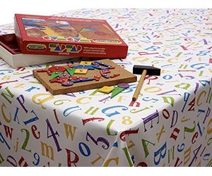 Jolee Fabrics Hygienic Kids Tablecloth - Wipe Clean PVC Vinyl Plastic Table Cover - Round, Square And Rectangle - Small To Large (ABC Kids Alphabet and Numbers PVC Vinyl, 140cm x 220cm Rectangle)