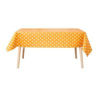 Jolee Fabrics Polka Dots & Spots Wipe Clean PVC Vinyl Tablecloth - Table Protector For Any Table Size Or Shape - Hygienic, Waterproof, Stain-Resistant (Orange Spotty Polka Dot, 140cm x 120cm Long)…