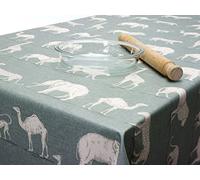 Jolee Fabrics Prairie Safari Animals Matte Finish Wipe Clean Oilcloth Tablecloth - Round, Square, Rectangle - Table Cover To Protect Your Table (Duck Egg, 100cm x 100cm Square)