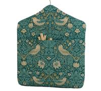 Jolee Fabrics Premium Oilcloth Peg Bags with Wooden Hanger - Large Waterproof Peg Bag, Clothes Clip Storage Perfect for Any Washing Line… (Strawberry Thief Teal)