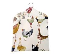 Jolee Fabrics Premium Oilcloth Peg Bags with Wooden Hanger - Large Waterproof Peg Bag, Clothes Clip Storage Perfect for Any Washing Line (Harriet Hen Peg Bag)