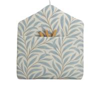 Jolee Fabrics Premium Oilcloth Peg Bags with Wooden Hanger - Large Waterproof Peg Bag, Clothes Clip Storage Perfect for Any Washing Line… (Willow Bough Mineral Grey/Blue)