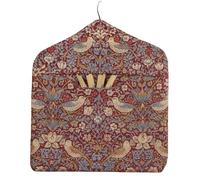 Jolee Fabrics Premium Oilcloth Peg Bags with Wooden Hanger - Large Waterproof Peg Bag, Clothes Clip Storage Perfect for Any Washing Line… (Strawberry Thief Red)