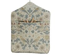 Jolee Fabrics Premium Oilcloth Peg Bags with Wooden Hanger - Large Waterproof Peg Bag, Clothes Clip Storage Perfect for Any Washing Line… (Strawberry Thief Linen/Plum)