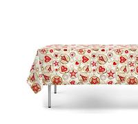 Jolee Fabrics PVC Plastic Wipe Clean Waterproof Christmas Table Cloth - Round, Square, Rectangular - Small To Large(Christmas Hearts and Trees, 100cmx100cm Square)
