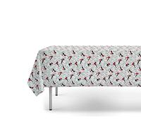 Jolee Fabrics PVC Plastic Wipe Clean Waterproof Christmas Table Cloth - Round, Square, Rectangular - Small To Large(Beige and Grey Robins, 140cmx100cm Rectangle)