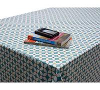 Jolee Fabrics Scandic Marguerite Floral Wipe Clean Oilcloth Tablecloth - Table Protector For Any Table Size Or Shape - Hygienic, Waterproof, Durable (Duck Egg Blue, 120cm Diameter Round)