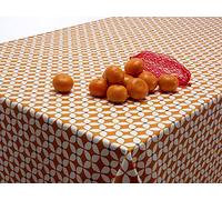 Jolee Fabrics Scandic Marguerite Floral Wipe Clean Oilcloth Tablecloth - Table Protector For Any Table Size Or Shape - Hygienic, Waterproof, Durable (Burnt Orange, 110cm Diameter Round)