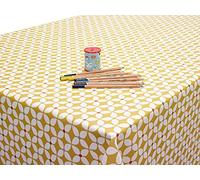 Jolee Fabrics Scandic Marguerite Floral Wipe Clean Oilcloth Tablecloth - Table Protector For Any Table Size Or Shape - Hygienic, Waterproof, Durable (Ochre Yellow, 132cm x 120cm)
