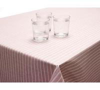Jolee Fabrics Striped Oilcloth PVC Table Cloth - Wipe Clean Tablecloth Cotton Backing - Durable, Wipeable Table Cloth (Pink and White Stripes, Rectangle 132cm x 200cm)