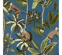 Jolee Fabrics Tropical Jungle Wipe Clean Oilcloth Tablecloth - Table Protector For Any Table Size Or Shape - Hygienic, Waterproof, Durable (Teal Monkeys, 132cm x 300cm)