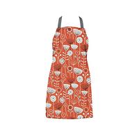 Jolee... Fabrics Wipe Clean PVC Coated Aprons - 100% Cotton Oilcloth - One Size - Easy to Clean and Splash Proof Apron (Scandinavian Bergen Orange, Adult (75cm Length))
