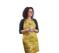 Jolee... Fabrics Wipe Clean PVC Coated Aprons - 100% Cotton Oilcloth - One Size - Easy to Clean and Splash Proof Apron (Scandinavian Bergen Yellow Ochre, Adult (75cm Length))