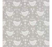 Jolee Fabrics Wipe Clean PVC Vinyl and Oilcloth Table Cloth Grey Narvik Birds Grey Scandinavian Oilcloth, 130cm (51") Diameter Round