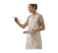 Jolee Natural and White Seagulls Oilcloth Wipe Clean Apron for Adult - 74cm