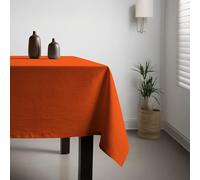 Jolee Rectangle Plain Cotton Tablecloth - Soft Reusable Table Cover for Dining, Kitchen & Events - Machine Washable Fabric with Hemmed Edging Sizes (Orange, 134cm x 100cm)