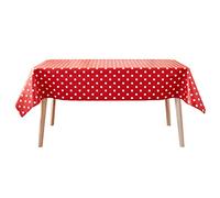 Jolee Red Polka Dot Tablecloth | Red Plastic Tablecloth For All Table Sizes | Stylish Vinyl Tablecloth | Wipe Clean Table Cloth Ideal For Garden Tables | High Resistant PVC Red And White Table Cloth