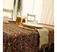 Jolee Tablecloths William Morris Strawberry Thief 100% Cotton Lightweight Fabric Tablecloth, Rectangular, Noir - Black, 100 CM