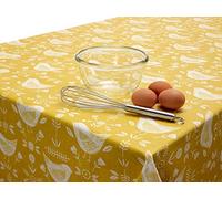 Jolee Tablecloths Yellow Wipe Clean PVC Vinyl and Oilcloth Table Cloth - Rectangular, Round or Square - (Fryetts Fabrics Oilcloth Narvik Ochre Yellow Matt Finish, 130cm x 130cm (51" x 51") Square)