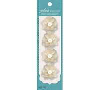 Jolees Cream-Burlap Mini Flowers, Acrylic, Multicolour, 6.9x1.7x0.6 cm