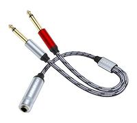 JOLGOO 1/4 Female Splitter, 6.35mm 1/4 in TRS Stereo Female to Dual 1/4 in TS Mono Male Breakout Cable, 30cm/12 inches