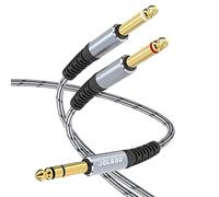 JOLGOO 1/4" TRS to Dual 1/4" TS Mono Stereo Breakout Cable, Male 6.35mm 1/4" TRS to Dual 1/4 Inch TS Y Splitter Cord, 6.6 Feet