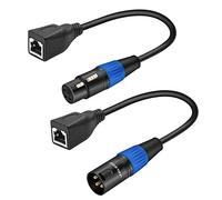 JOLGOO 3 Pin XLR to RJ45 Adapter 1 Pair, RJ45 to XLR DMX Cable, for DMX-CON Controller Series, Stage and Recording Studio, 0.3 Meters
