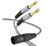 JOLGOO XLR Male to Dual 1/4" TS Mono Y Splitter Microphone Cable, XLR Male to Dual 6.35mm TS Y Adapter Cord, 2 Meters