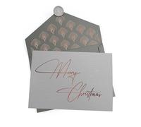 Joli Coon 5 Christmas Cards, Merry Christmas, with envelope and wax seal | 350gsm textured designer paper, rose-gold foil finish, space for personal Christmas messages, premium stationery