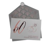 Joli Coon 60th Diamond Wedding Anniversary Card, with envelope and wax seal | 350gsm textured designer paper, rose-gold foil finish, space for personal anniversary wishes, premium stationery