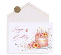 Joli Coon Birthday card STARDUST Pink Cake - Birthday cards for women with envelope and real wax seal