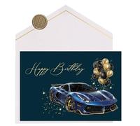 Joli Coon Birthday card STARDUST Supercar - Birthday cards for men with envelope and real wax seal