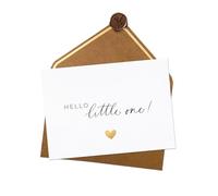 Joli Coon - New Baby Card - Hello little one postcard with natural envelope and wax seal