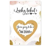 Joli Coon Pregnancy Announcement Scratch Card, Big Sister Reveal | 350gsm designer paper, tactile UV finish, scratch panel, premium stationery for a memorable reveal