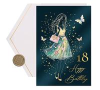 Joli Coon Premium 18th Birthday card for a girl STARDUST Lady - 18th Birthday cards for girls with premium paper envelope and real wax seal