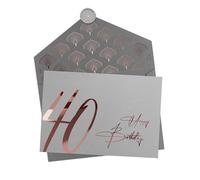 Joli Coon Premium 40th Birthday Card, with envelope and wax seal | 350gsm textured designer paper, rose-gold foil finish, space for a personal birthday message