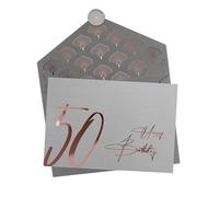 Joli Coon Premium 50th Birthday Card, with envelope and wax seal | 350gsm textured designer paper, rose-gold foil finish, space for a personal birthday message