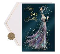 Joli Coon Premium 60th Birthday card for women STARDUST Lady - 60th Birthday cards for women with premium paper envelope and real wax seal