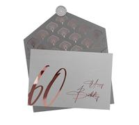 Joli Coon Premium 60th Birthday Card, with envelope and wax seal | 350gsm textured designer paper, rose-gold foil finish, space for a personal birthday message