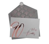 Joli Coon Premium 90th Birthday Card, with envelope and wax seal | 350gsm textured designer paper, rose-gold foil finish, space for a personal birthday message