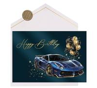 Joli Coon Premium Birthday card STARDUST Supercar - Birthday cards for men with premium paper envelope and real wax seal