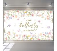 Joliaco Butterfly Baby Shower Banner Wildflower Butterflies Baby Shower Party Decorations Girls A Little Butterfly is on The Way Cake Table Backdrop Photo Booth Props (6x3.6ft)