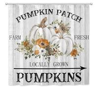 Joliaco Fall Pumpkins Shower Curtain Autumn Farm Fresh Pumpkin Patch Bathroom Curtain Set Thanksgiving Farmhouse Polyester Fabric Bathtub Decor with 12 Hooks 72x72 Inches