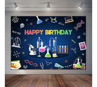Joliaco Mad Science Birthday Backdrop Laboratory Experiment Kids Party Background Boy Scientist Birthday Party Decorations Photo Booth Props (7x5ft)
