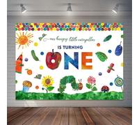 Joliaco Very Hungry Caterpillar Backdrop Colorful Caterpillar First Birthday Party Background Kids 1st Birthday Party Decorations Photo Booth Props (7x5ft)