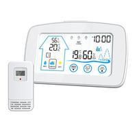 JOLIANE Touch Screen Temperature Humidity Monitor Wireless Indoor Outdoor Thermometer Hygrometer Digital Electronic Weather Wall Clock - Digital Clock(1)